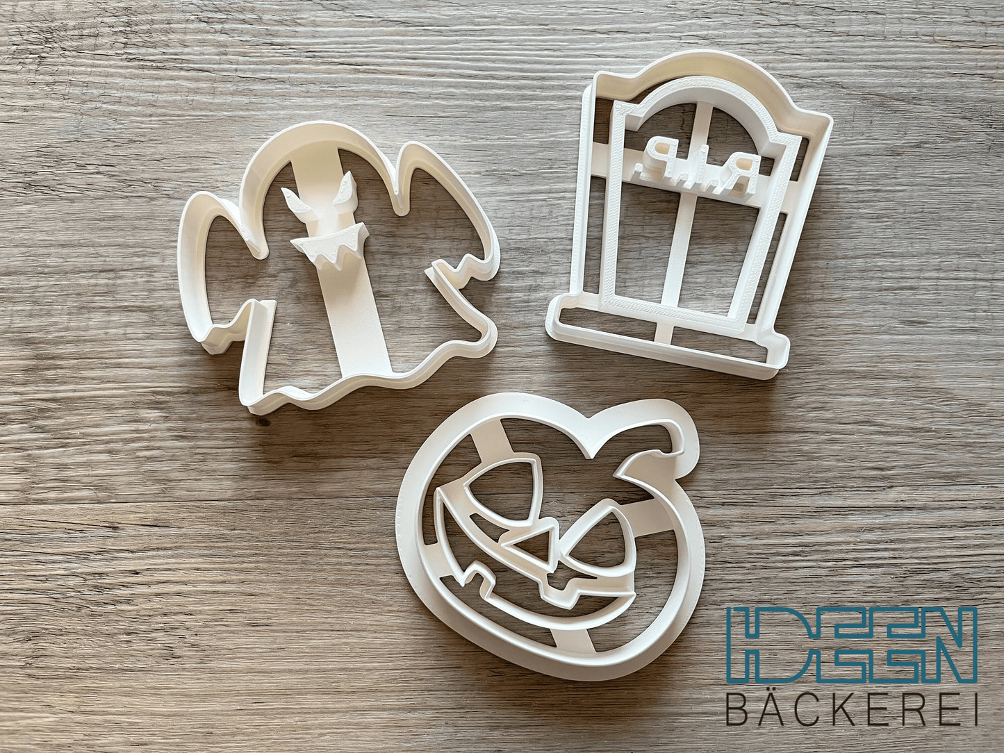 Keksausstecher HALLOWEEN 3er Set RIP, Kürbis, Geist Ausstechform, verschiedene Farben möglich Ausstecher für Plätzchen Kekse Teig Knete