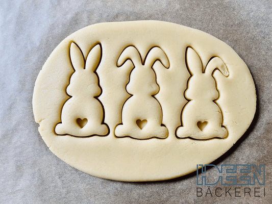 Keksausstecher Set Ostern Hase 10cm, 3-teilig, verschiedene Farben möglich Ausstechform für Plätzchen Kekse Teig Osterhase